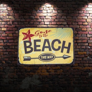 Tablica Ozdobna Blacha Beach This Way 20x30 cm Retro Vintage Metal Plakat