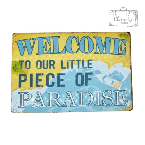Tablica Ozdobna Blacha Welcome To Paradise 20x30 cm Retro Vintage Plakat