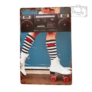 Tablica Ozdobna Radio Wrotki Blacha 20x30 cm Retro Vintage Metalowy Plakat