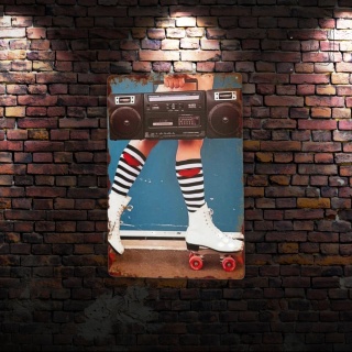 Tablica Ozdobna Radio Wrotki Blacha 20x30 cm Retro Vintage Metalowy Plakat
