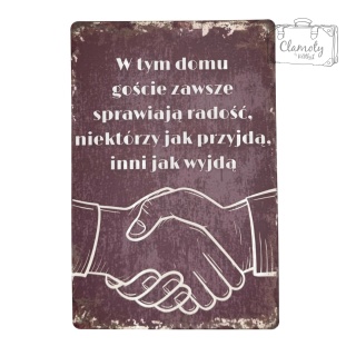 Tablica Ozdobna Blacha W Tym Domu Goście Dekoracja 20x30 cm Retro Vintage