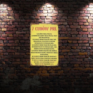 Tablica Ozdobna Blacha 7 Cudów PRL Zabawna Dekoracja 20x30 cm Retro Vintage