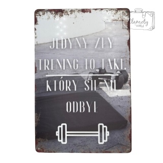 Tablica Ozdobna Blacha Jedyny Zły Trening To Taki 20x30 cm Retro Vintage