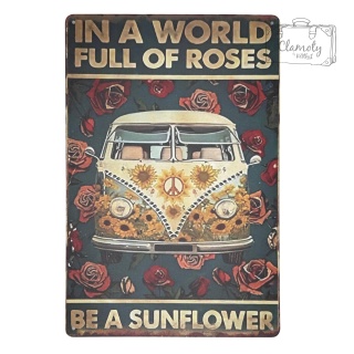 Tablica Ozdobna Blacha In A World Full Of Roses 20x30 cm Retro Vintage