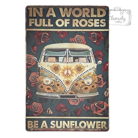 Tablica Ozdobna Blacha In A World Full Of Roses 20x30 cm Retro Vintage
