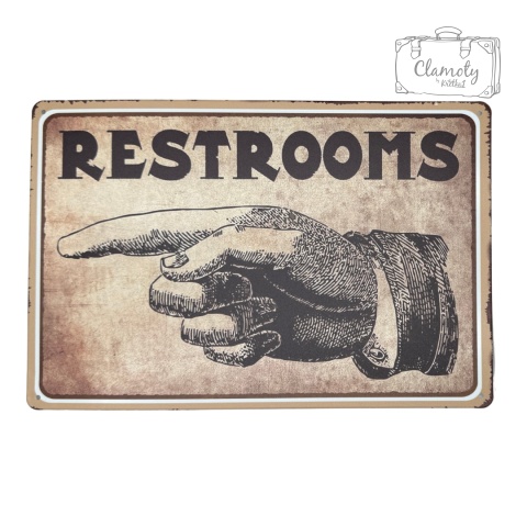 Tablica Ozdobna Blacha Restrooms Toalety Toilets 20x30 cm Retro Vintage
