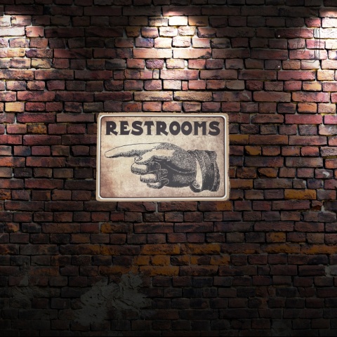 Tablica Ozdobna Blacha Restrooms Toalety Toilets 20x30 cm Retro Vintage