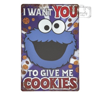 Tablica Ozdobna Blacha Ciasteczkowy Potwór 20x30 cm Retro Vintage