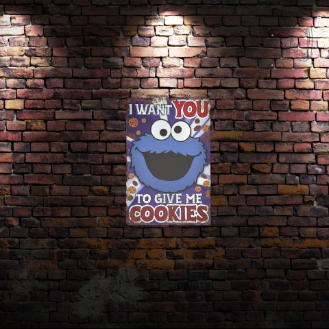 Tablica Ozdobna Blacha Ciasteczkowy Potwór 20x30 cm Retro Vintage