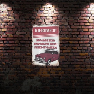 Tablica Ozdobna Blacha Sprawdź Stan Techniczny 20x30 cm Retro Vintage