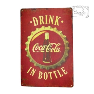 Tablica Ozdobna Blacha Coca Cola In Bottle 20x30 cm Retro Vintage Plakat