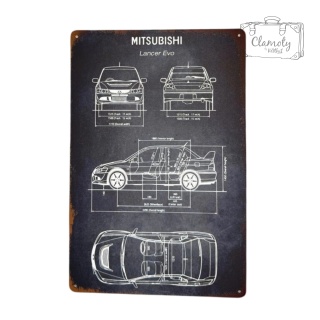 Tablica Ozdobna Blacha Mitsubishi Lancer Evo 20x30 cm Retro Vintage Plakat