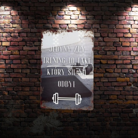 Tablica Ozdobna Blacha Jedyny Zły Trening Motywacja 20x30 cm Retro Vintage