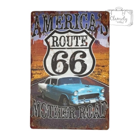 Tablica Ozdobna Blacha Americas Route 66 20x30 cm Retro Vintage Plakat