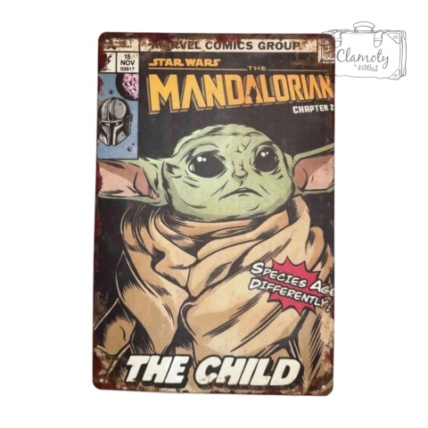 Tablica Ozdobna Blacha Mandalorian Baby Yoda 20x30 cm Retro Vintage Plakat
