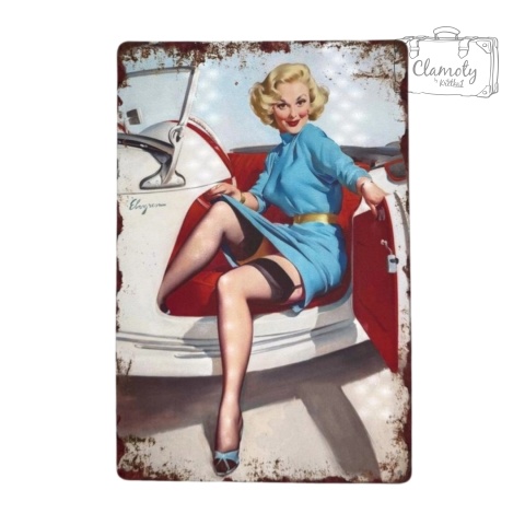 Tablica Ozdobna Blacha Pin-up Girl Drzwi 20x30 cm Retro Vintage Plakat