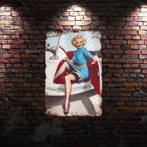 Tablica Ozdobna Blacha Pin-up Girl Drzwi 20x30 cm Retro Vintage Plakat