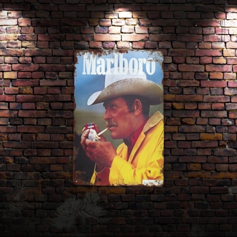 Tablica Ozdobna Blacha Marlboro Kowboj 20x30 cm Retro Vintage Plakat Metal