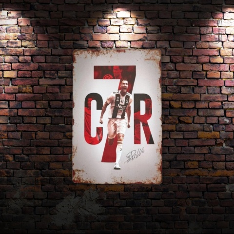 Tablica Ozdobna Blacha CR7 Ronaldo Piłkarz 20x30 cm Retro Vintage Plakat