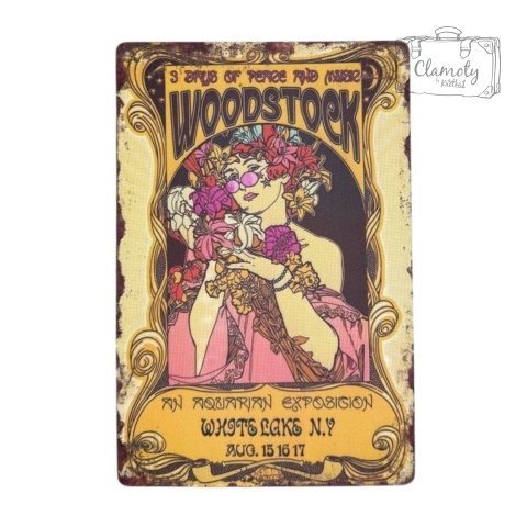 Tablica Ozdobna Blacha WoodStock White Lake 20x30 cm Retro Vintage Plakat