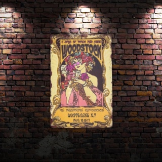 Tablica Ozdobna Blacha WoodStock White Lake 20x30 cm Retro Vintage Plakat