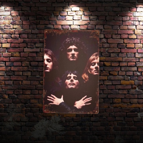Tablica Ozdobna Blacha Zespól Queen Członkowie 20x30 cm Retro Vintage