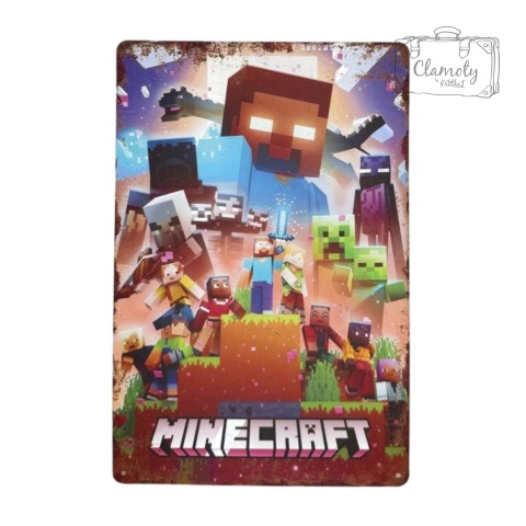 Tablica Ozdobna Blacha Minecraft Gra Postacie 20x30 cm Retro Vintage Plakat
