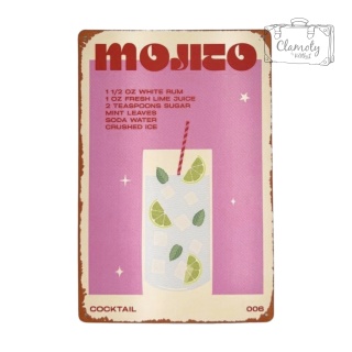 Tablica Ozdobna Blacha Mojito Przepis 20x30 cm Retro Vintage Tabliczka
