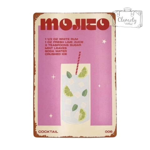 Tablica Ozdobna Blacha Mojito Przepis 20x30 cm Retro Vintage Tabliczka