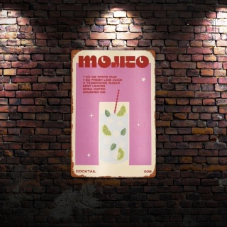 Tablica Ozdobna Blacha Mojito Przepis 20x30 cm Retro Vintage Tabliczka