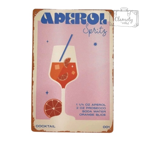 Tablica Ozdobna Blacha Aperol Przepis 20x30 cm Retro Vintage Tabliczka