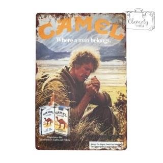 Tablica Ozdobna Blacha Camel Wher Man Belongs 20x30 cm Retro Vintage