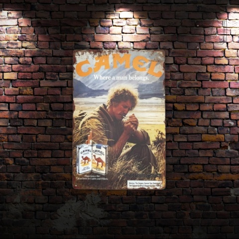 Tablica Ozdobna Blacha Camel Wher Man Belongs 20x30 cm Retro Vintage