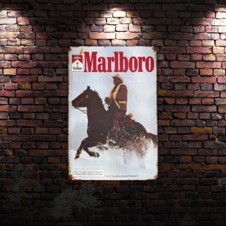 Tablica Ozdobna Blacha Marlboro Jeździec Zima 20x30 cm Retro Vintage Plakat