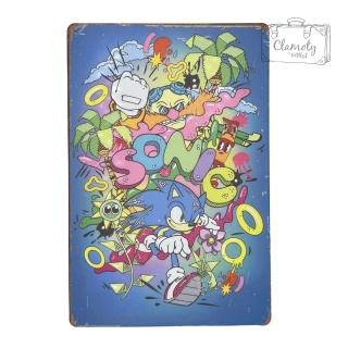 Tablica Ozdobna Blacha Sonic Bajka Animacja Gra 20x30 cm Retro Vintage