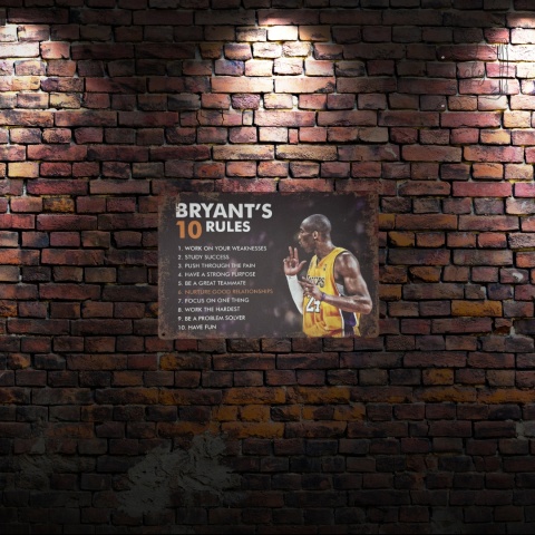 Tablica Ozdobna Blacha Kobe Bryants 10 Rules 20x30 cm Retro Vintage