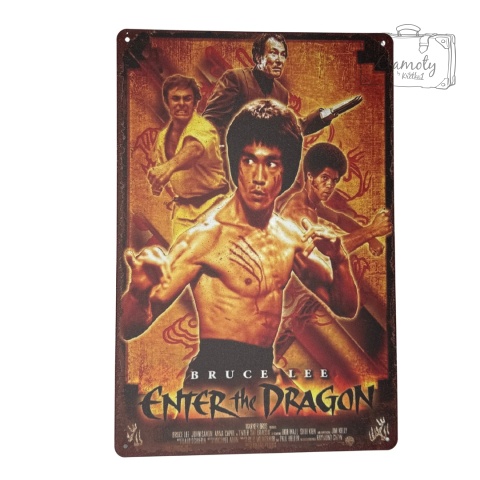 Tablica Ozdobna Blacha Film Bruce Lee Wejście Smoka 20x30 cm Retro Vintage