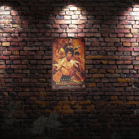 Tablica Ozdobna Blacha Film Bruce Lee Wejście Smoka 20x30 cm Retro Vintage