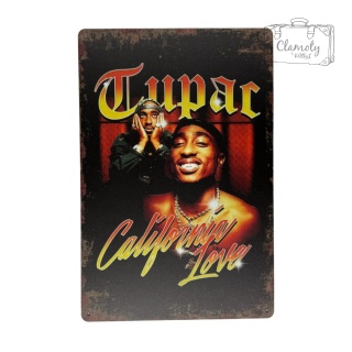 Tablica Ozdobna Blacha Tupack Shakur California 20x30 cm Retro Vintage
