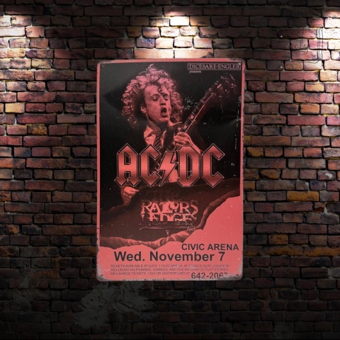 Tablica Ozdobna Blacha AC/DC Civic Arena 20x30 cm Retro Vintage ACDC