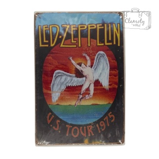 Tablica Ozdobna Blacha Led Zeppelin tour 1975 20x30 cm Retro Vintage