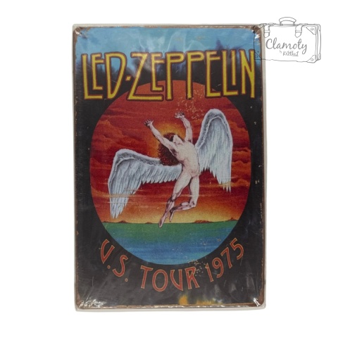 Tablica Ozdobna Blacha Led Zeppelin tour 1975 20x30 cm Retro Vintage