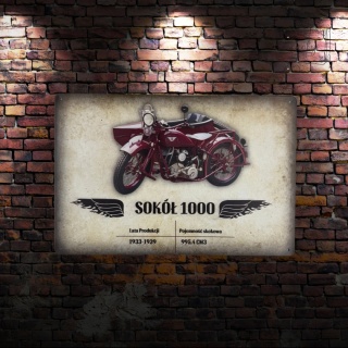Tablica Ozdobna Blacha Sokół 1000 Motocykl 20x30 cm Retro Vintage Plakat