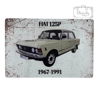 Tablica Ozdobna Blacha Fiat 125p Duży Klasyk 20x30 cm Retro Vintage