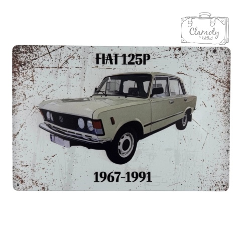 Tablica Ozdobna Blacha Fiat 125p Duży Klasyk 20x30 cm Retro Vintage