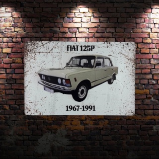 Tablica Ozdobna Blacha Fiat 125p Duży Klasyk 20x30 cm Retro Vintage
