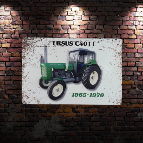 Tablica Ozdobna Blacha Ursus C4011 Traktor 20x30 cm Retro Vintage