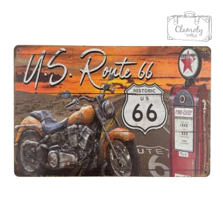 Tablica Ozdobna Blacha US Route 66 Moto 20x30 cm Retro Vintage Plakat