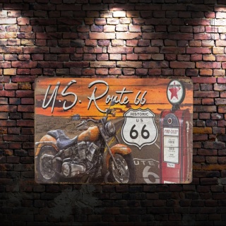 Tablica Ozdobna Blacha US Route 66 Moto 20x30 cm Retro Vintage Plakat