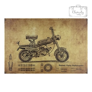 Tablica Ozdobna Blacha Romet Pony Motorynka 20x30 cm Retro Vintage